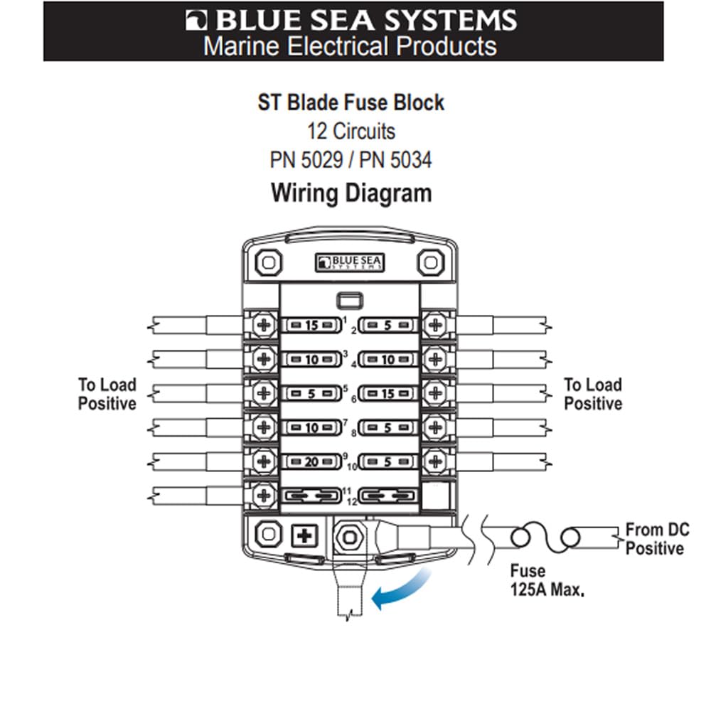Blue Sea Systems 5034 St Blade Fuse Block 12 Circuit