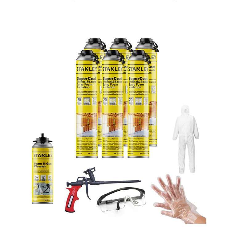 STANLEY F 990P Closed Cell Spray Foam Insulation Kit, 27.1 oz, 6 Pack, Polyurethane Foam, Covers Up to 120 Sq.Ft., Includes Gun &