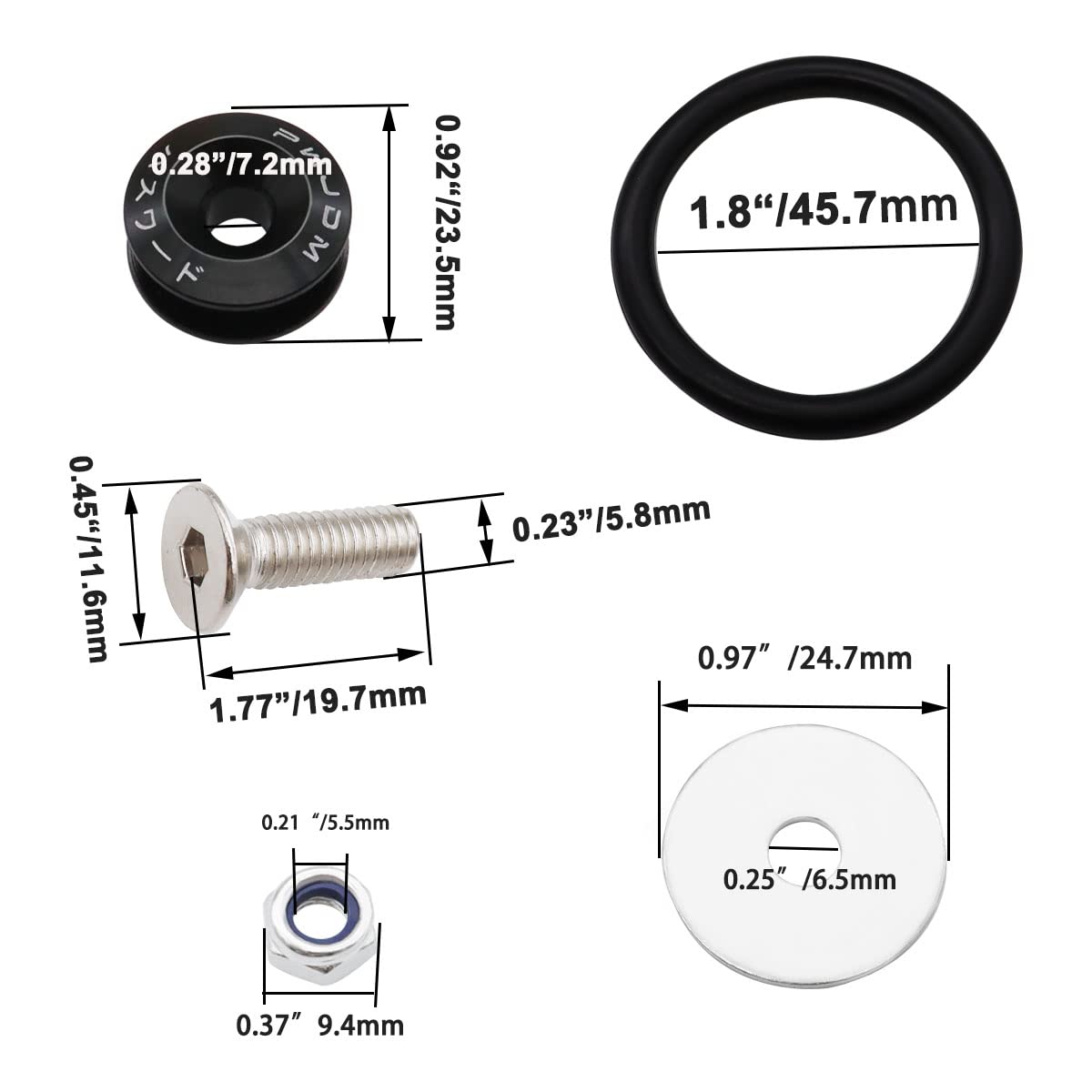 Taiss Bumper Quick Release (Black), Front And Rear Bumper Tight Plate Fixing Kits, Supporting Reinforcing Washers And Screws, Compatible With Gm Bumper Engine Hatch Kit.