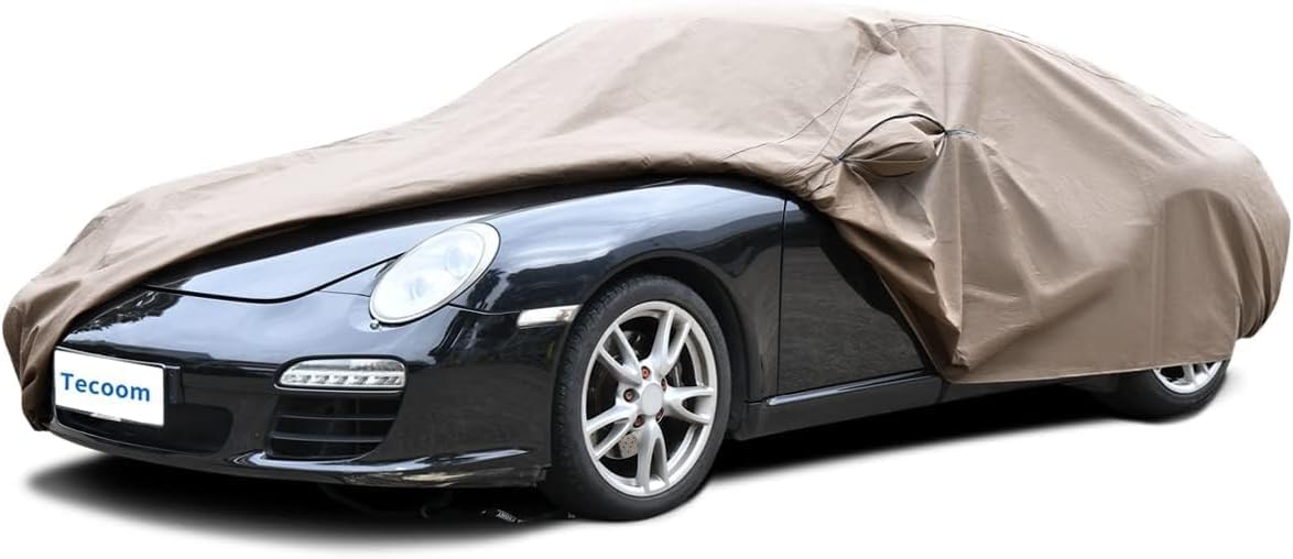 Tecoom Thick Shell Car Cover Waterproof All Weather For Automobiles, Full Exterior Covers With Invisible Zippered Mirror Pockets