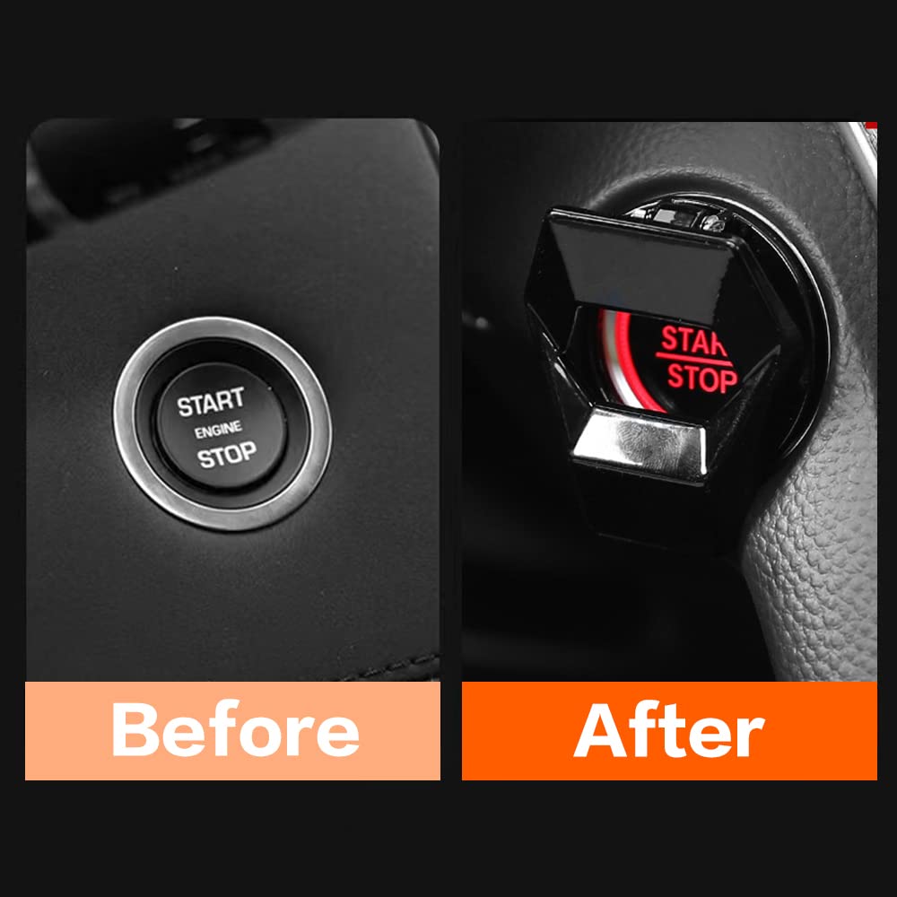 Vargtr Universal Engine Start/Stop Button Cover,Aluminum Alloy Car Power Control Trim,Push To Start Button Cover Key Protective Cover For Civic Crv Xrv Challenger Charger Chr (Black)