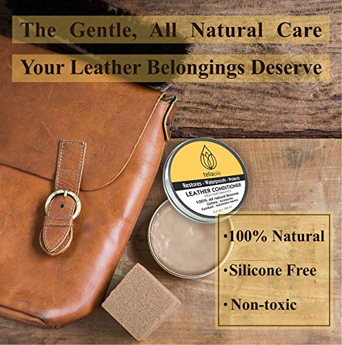 Teliaoils Leather Conditioner - Natural Clear Leather Repair Care Balm For Any Kind- Waterproofing Leather Salve Restorer, Softe