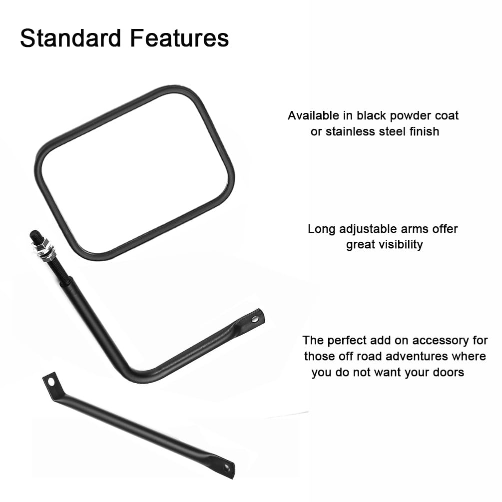 SUNPIE Wrangler Mirrors Door off Universal Doorless Side Mirror Compatible with Jeep Wrangler YJ TJ JK JL 2 Doors&4 Doors and Gladiator JT 1987-2025, Quicker Release Door Hinge Install