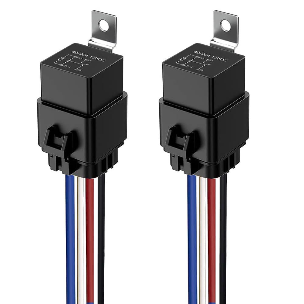 Gebildet 2 Pieces 40/30 Amp Waterproof Relay Switch 12Awg Harness Set - 12V Dc 4-Pin Spst Automotive Relays Hot Wires