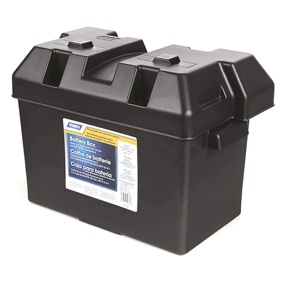 Camco Large Battery Box With Straps And Hardware - Group 27, 30, 31 |Safely Stores Rv, Automotive, And Marine Batteries | Measur