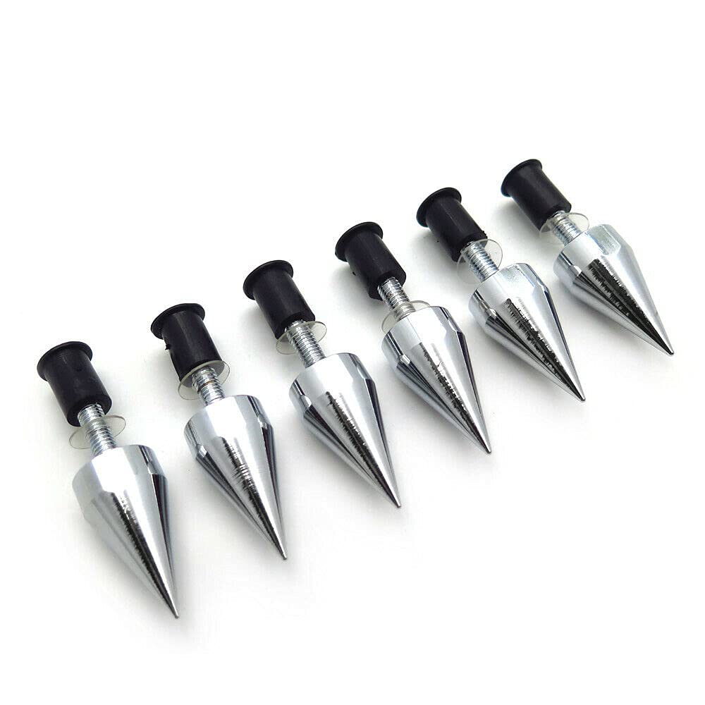 Xkmt-Universal Chrome Spike Bolts With Mounting Parts Compatible With Windscreen Fairings License Plate [B0176Swh2C]