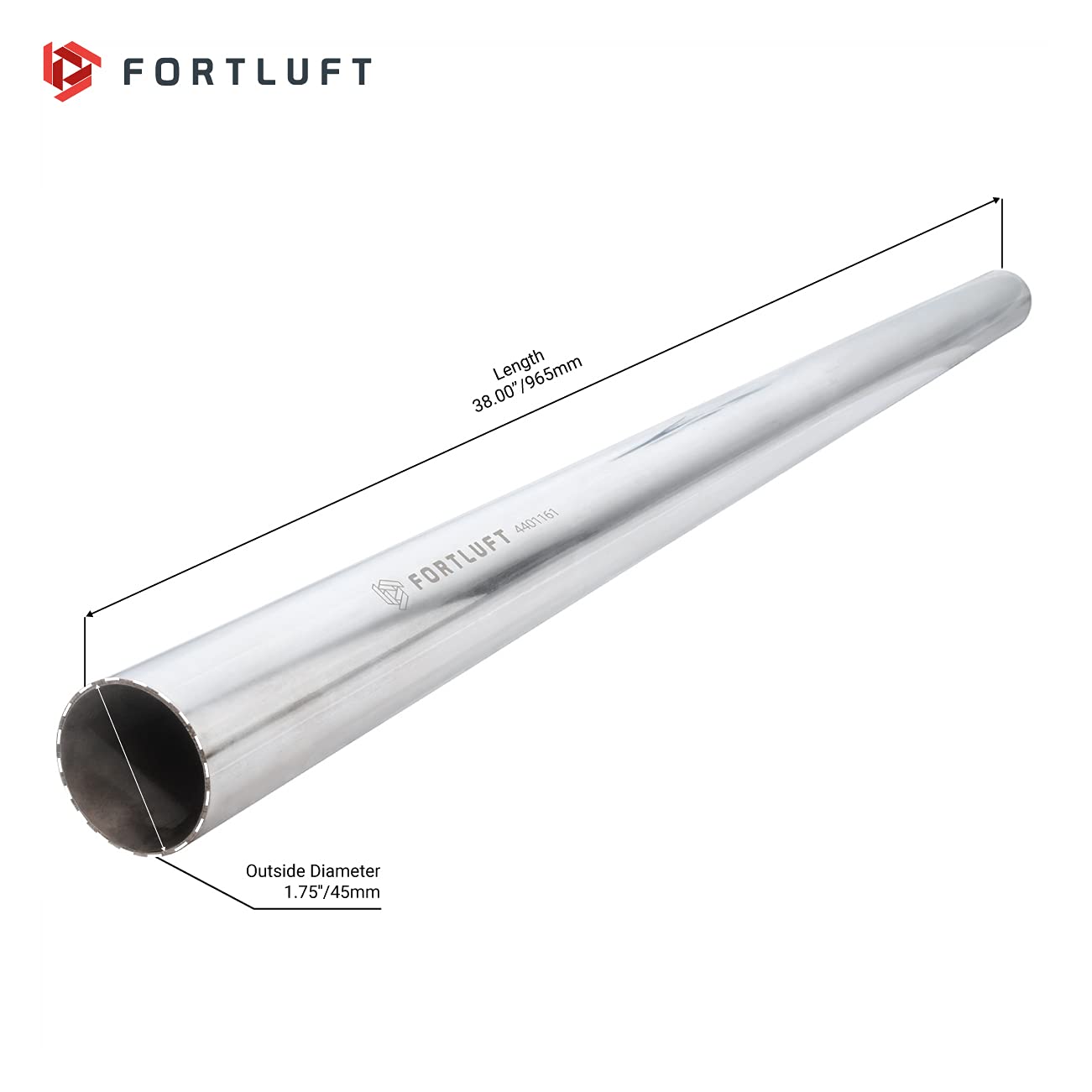Fortluft Universal Mandrel Exhaust Bend Pipe & Elbow Stainless Steel (Straight Pipe, 1.75''/45Mm)