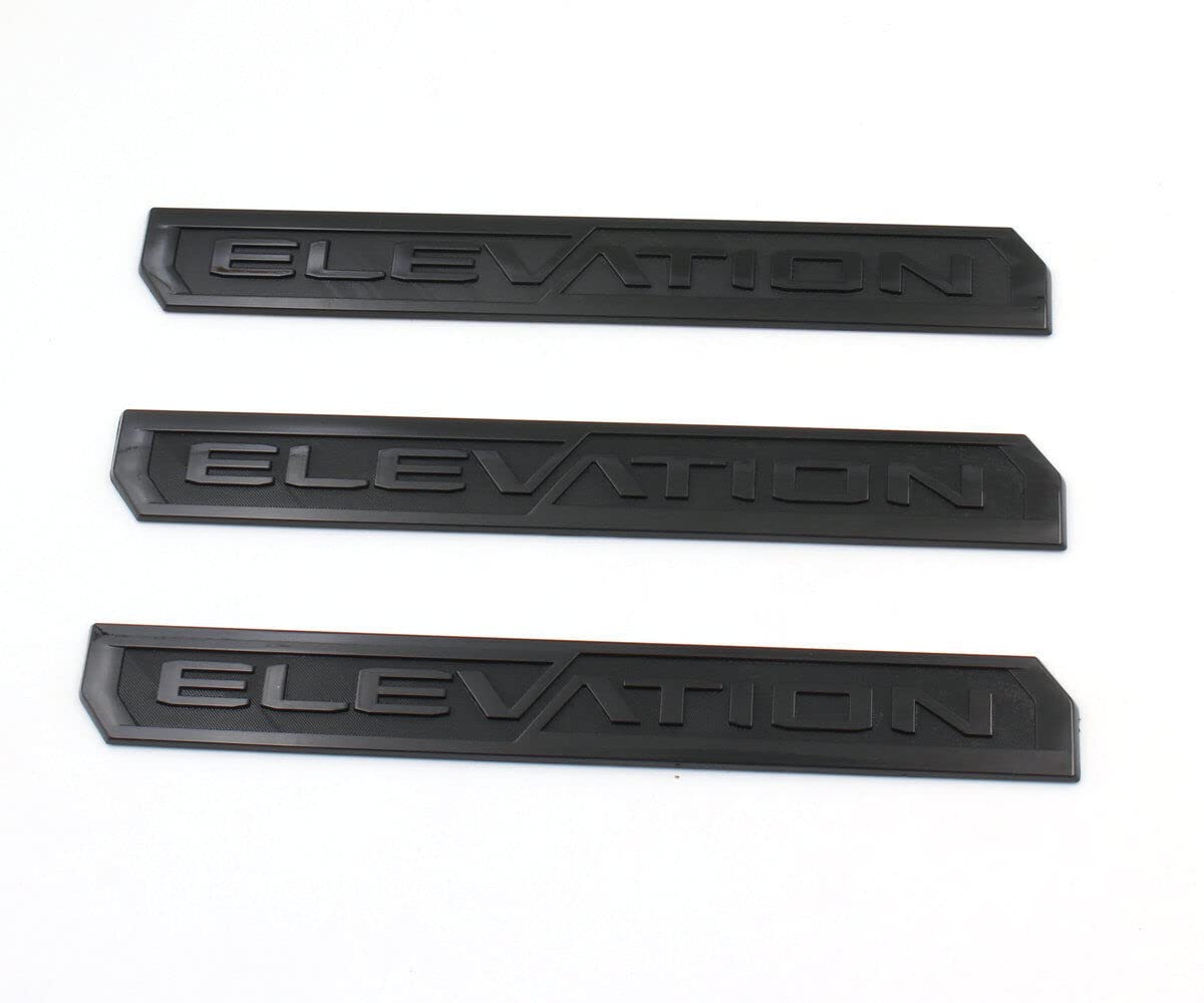 Set of 3 Elevation Emblems Door Tailgate 3D Badge Nameplate Replacement for 2019-2021 Sierra 84682634 (Black)
