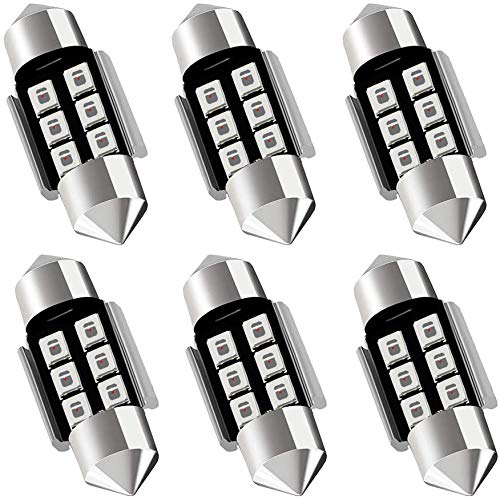 AUXLIgHT DE3175 DE3021 DE3022 3175 31MM 1.22AFestoon canbus Error Free LED Interior Light Bulbs Brilliant Red, Super Bright 6SMD