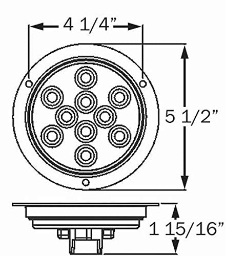 Optronics STL42RBP Red 4&quot; Round Sealed LED Light with Mounting Flange