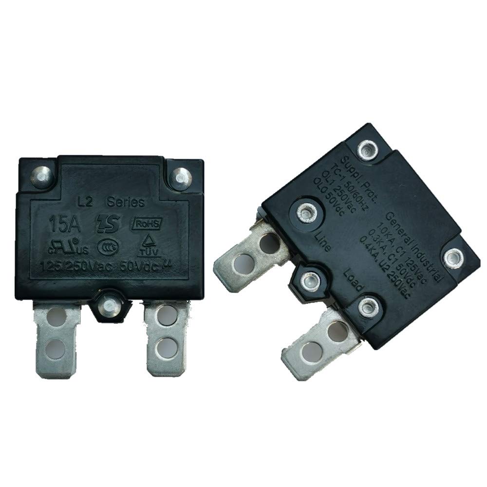 LKC shengdan 15A Thermal Switch Circuit Breaker - 2Pcs Automatic Reset Relay Fuse for Kids Ride-On Toys, Large, Plastic