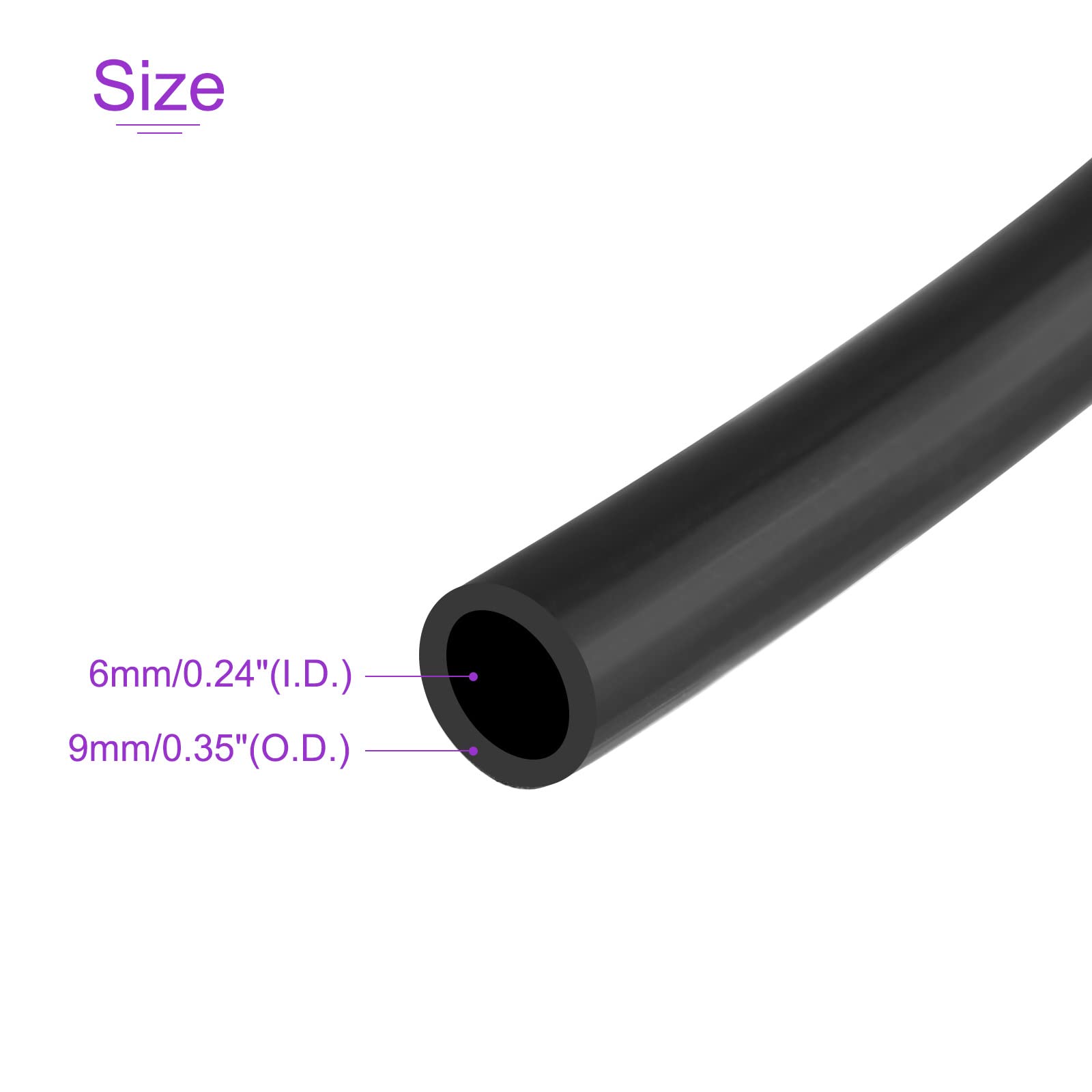 Dmiotech 6Mm X 9Mm 3.3Ft Black Rubber Lubricant Tubing Oil Resistant Plastic Tubing For Oil Hose, Water Tube