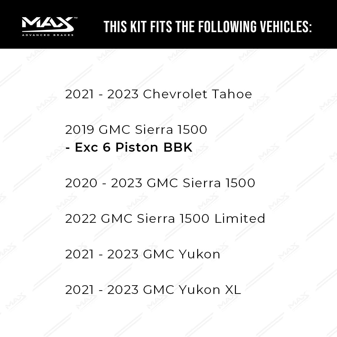 Max Advanced Brakes Rear Brake Kit For 2019 2020 2021 Chevy Silverado 1500 Gmc Sierra 1500 2021 Chevy Tahoe Replacement Premium Oe Disc Brake Rotors And Ceramic Brake Pads