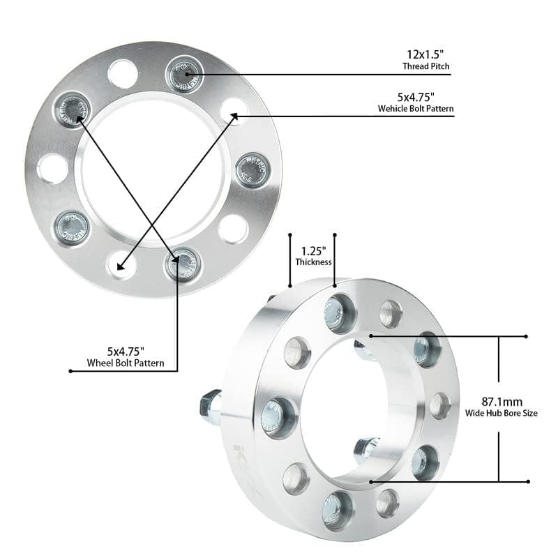 Kax 5X4.75 Wheel Spacers,1.25 Inch 5 Lug Centric Wheel Spacers Fit For Corvette, Blazer, S10, Camaro, Firebird, Sonoma, Bravada,
