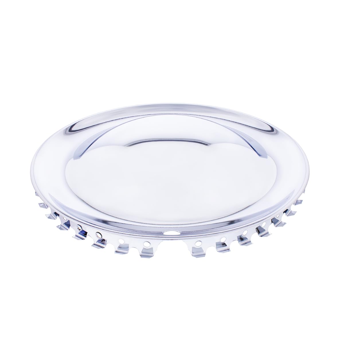 United Pacific Bhc01-15 Triple Chrome 15    Steel Baby Moon Hub Caps, Mirror Finish, Smooth Plain Face, Domed Hub Caps, Chrome W