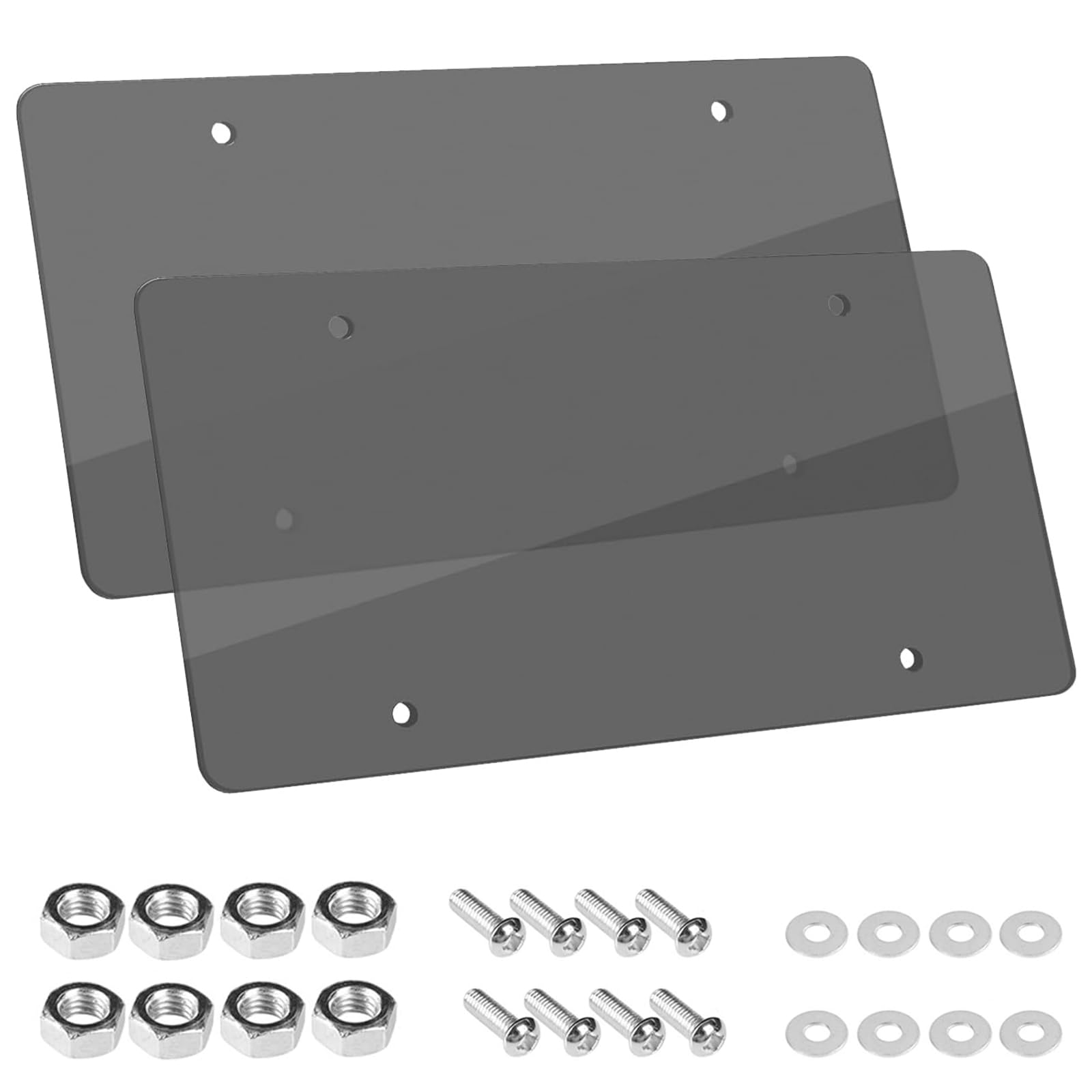 Wanheart Gray Flat License Plate Cover Set - 2-Pack Sleek Borderless ABS Shield for 12  6 US Plates, UV & Scratch Resistant Prot