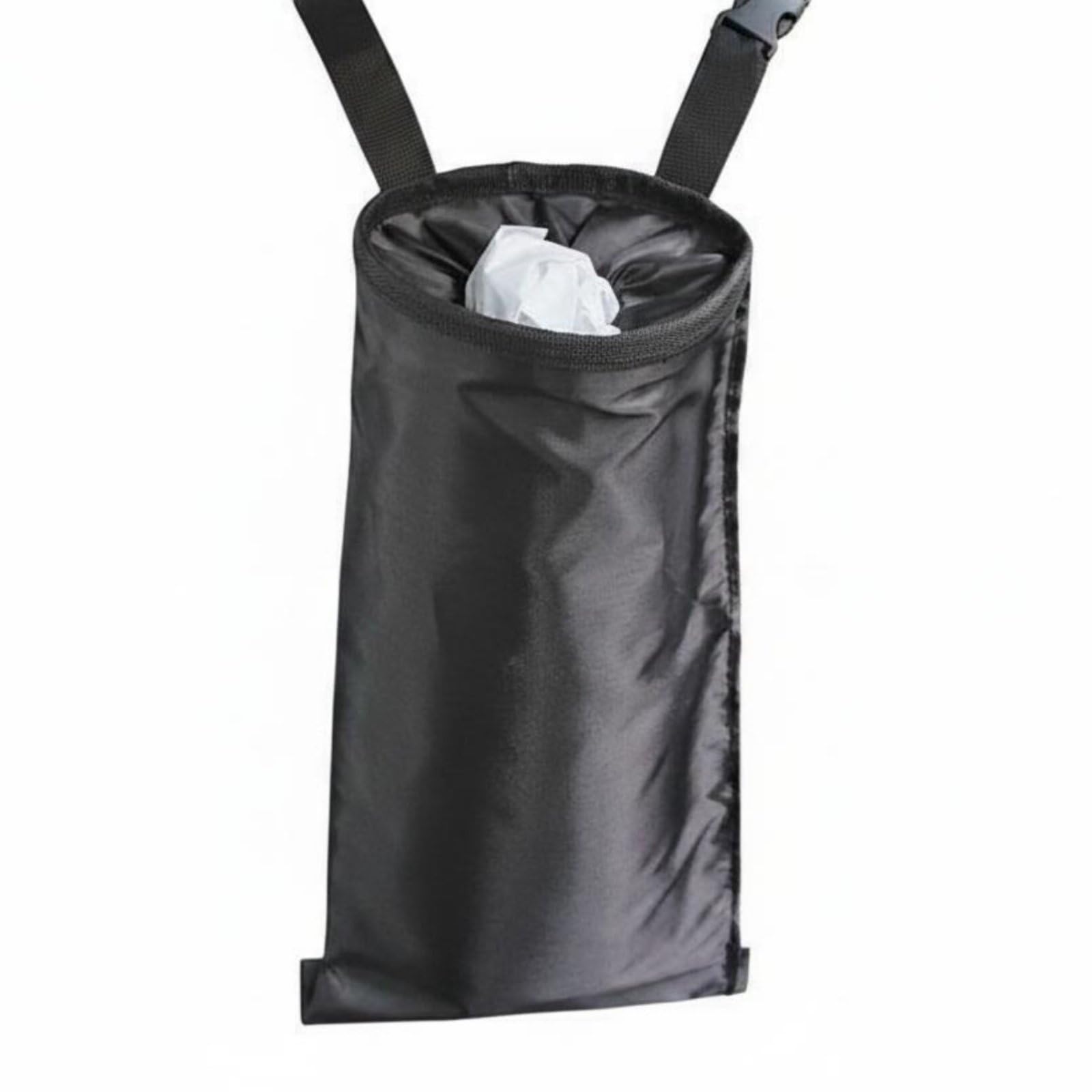 MYADDICTION SoftSided Hanging Car Trash Bag Polyester Foldable Car Trash Pouch Black Vehicle Storage Cylindrical, 420D Thick St