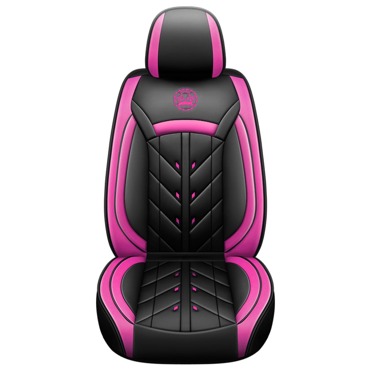 YXQYOEOSO Comfortable Leather Auto Car Seat Covers 5 Seats Full Set Universal Fit (Black & Rose)