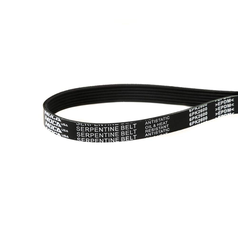 MOCA 6PK2600 EPDM Serpentine Belt for 01-02 Chevy Express 3500 & GMC C3500hd & GMC Savana 3500 8.1L & 93-95 Ford E-250 Econoline