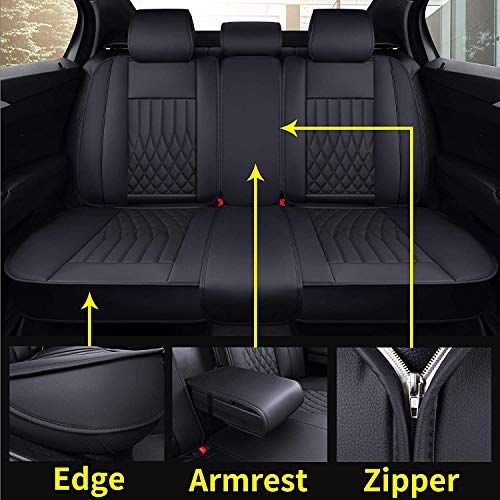 Aierxuan Rear Car Seat Covers With Waterproof Leather, Automotive Vehicle Cushion Cover Universal Fit For Most Cars(Black, Rear