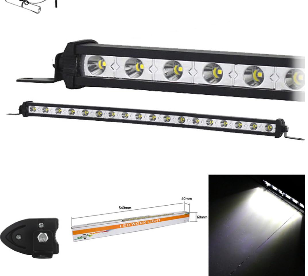 12 Inch Slimline Led Light Bar For Trucks, Led Single Row Offroad Driving Auxiliary Fog Light Pods 120W 10000Lm 12V 24V Marine T