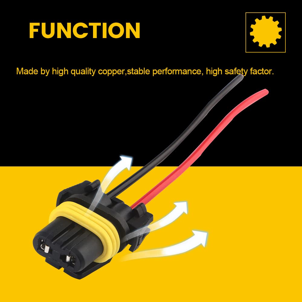 Qasim 9005 9006 Hb3 Hb4 Female Adapter Wiring Harness Sockets Wire For Headlights, Fog Lights Connector (Pack Of 4)