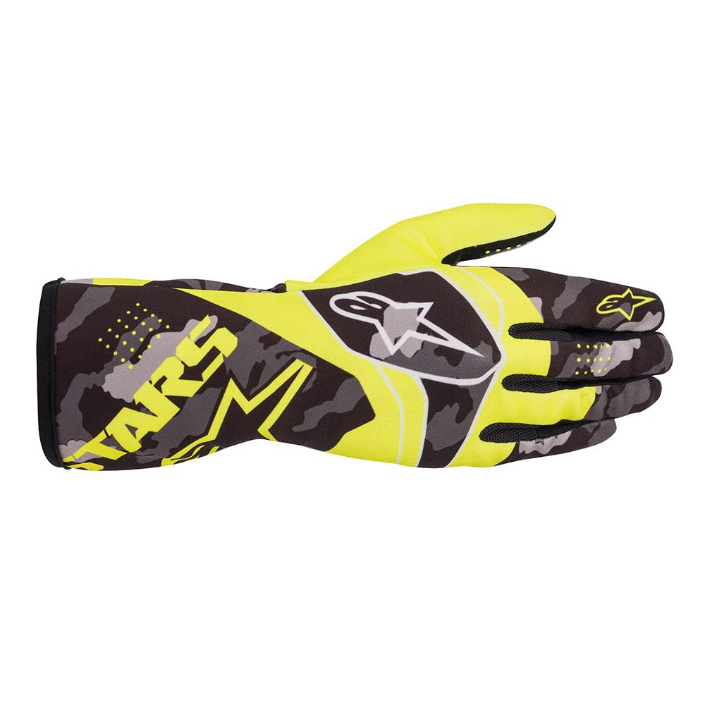 Alpinestars Tech-1 K Race V2 Camo Karting Gloves - Size Small - Yellow/Black (3552220-551-S)