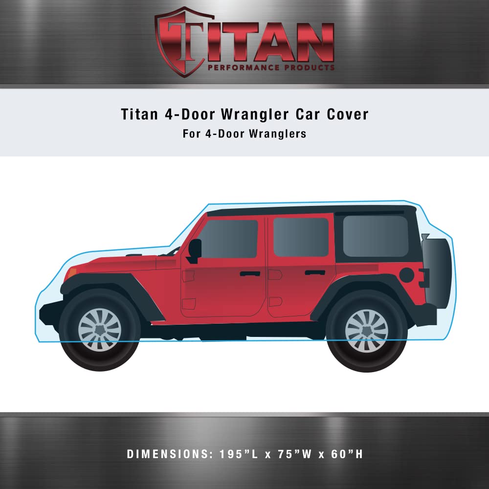 Titan Premium Multi-Layer Peva Car Cover For Wrangler 4-Door Suvs 164-184''. Waterproof, Uv Protection, Anti-Scratch Protective