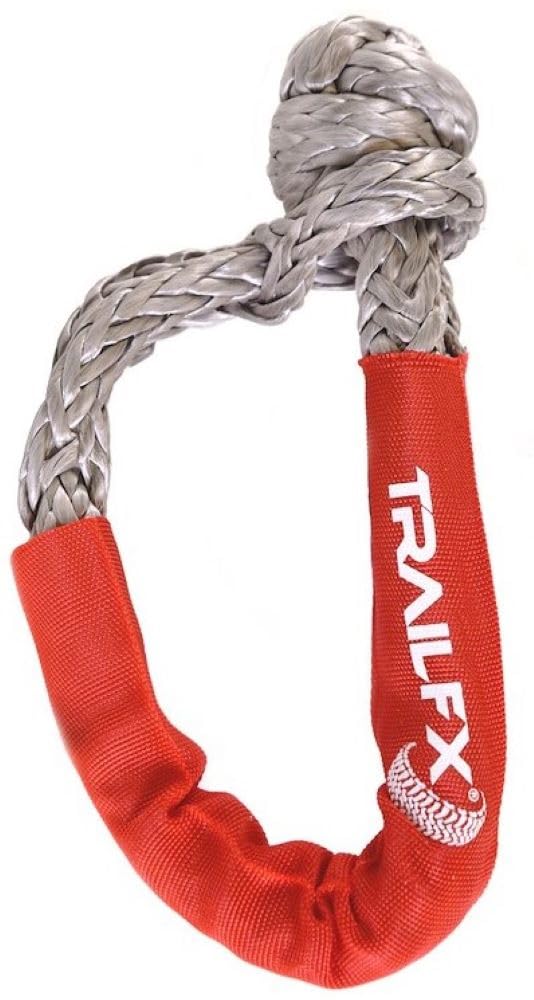 TrailFX Shackle Rope 7/16 Inch HMPE Synthetic Rope 7,500 Pound Working Load Limit 30,000 Pound Break Strength Red Single TrailFX