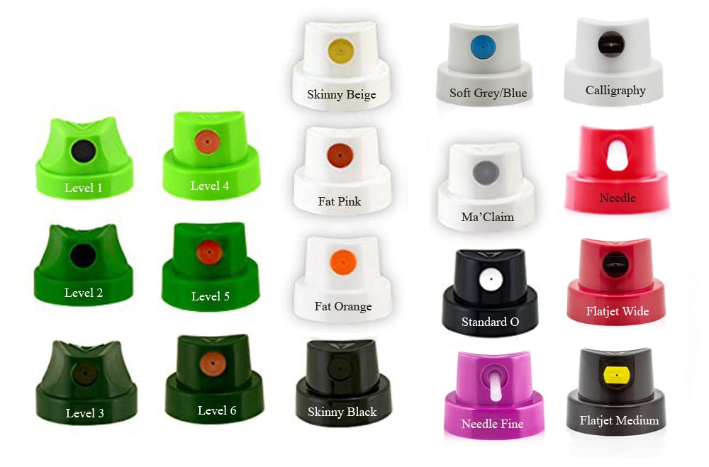 Spray Paint Caps Compatible With Montana Cans | Master Cap Set Includes 18 Caps