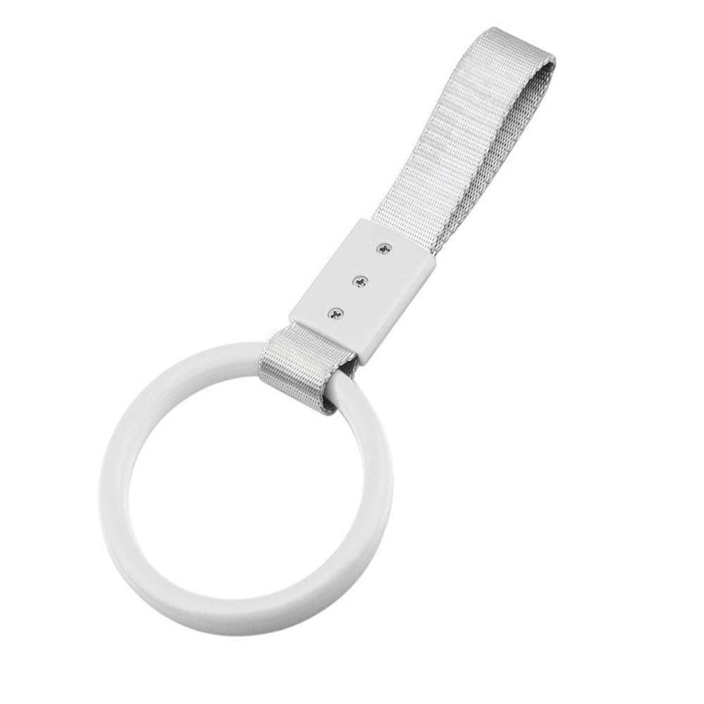 1 Pc Jdm Tsurikawa Hang Ring Subway Train Bus Handle Hand Strap Drift For Car (Round: White)