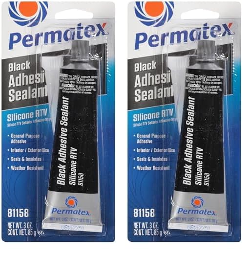 Permatex 81158 Black Silicone Adhesive Sealant, 3 Oz. Tube, Pack Of 2