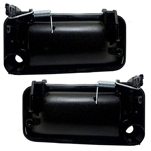 Autoandart Brock Replacement Driver & Passenger Side Front Outside Textured Black Metal Door Handle & Base Compatible With 1995-