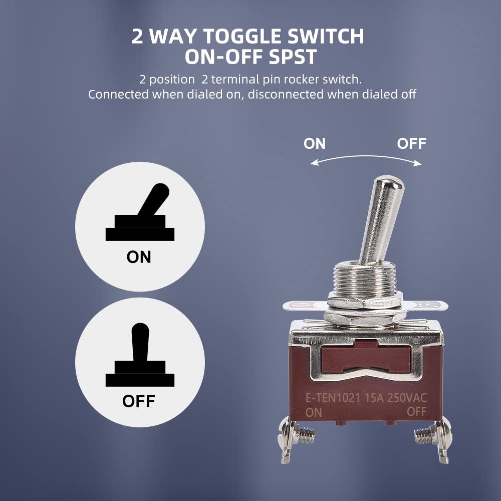 Cnaodun Waterproof Toggle Switch 30A 12Vdc/15A 250Vac Dc Marine Spst Switch 2 Way On/Off With Weatherproof Boot Cap Cover For Ca