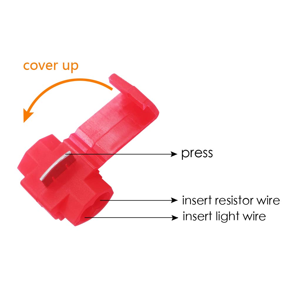 Mxuteuk 4Pcs Led Resistor Car Load Resistors 50W 8Ohm For Fix Led Bulb Fast Hyper Flash Led Turn Signal Lights, Fix Error Flash Controller, With 8Pcs Quick Wire Clip 50W-8Rj-4