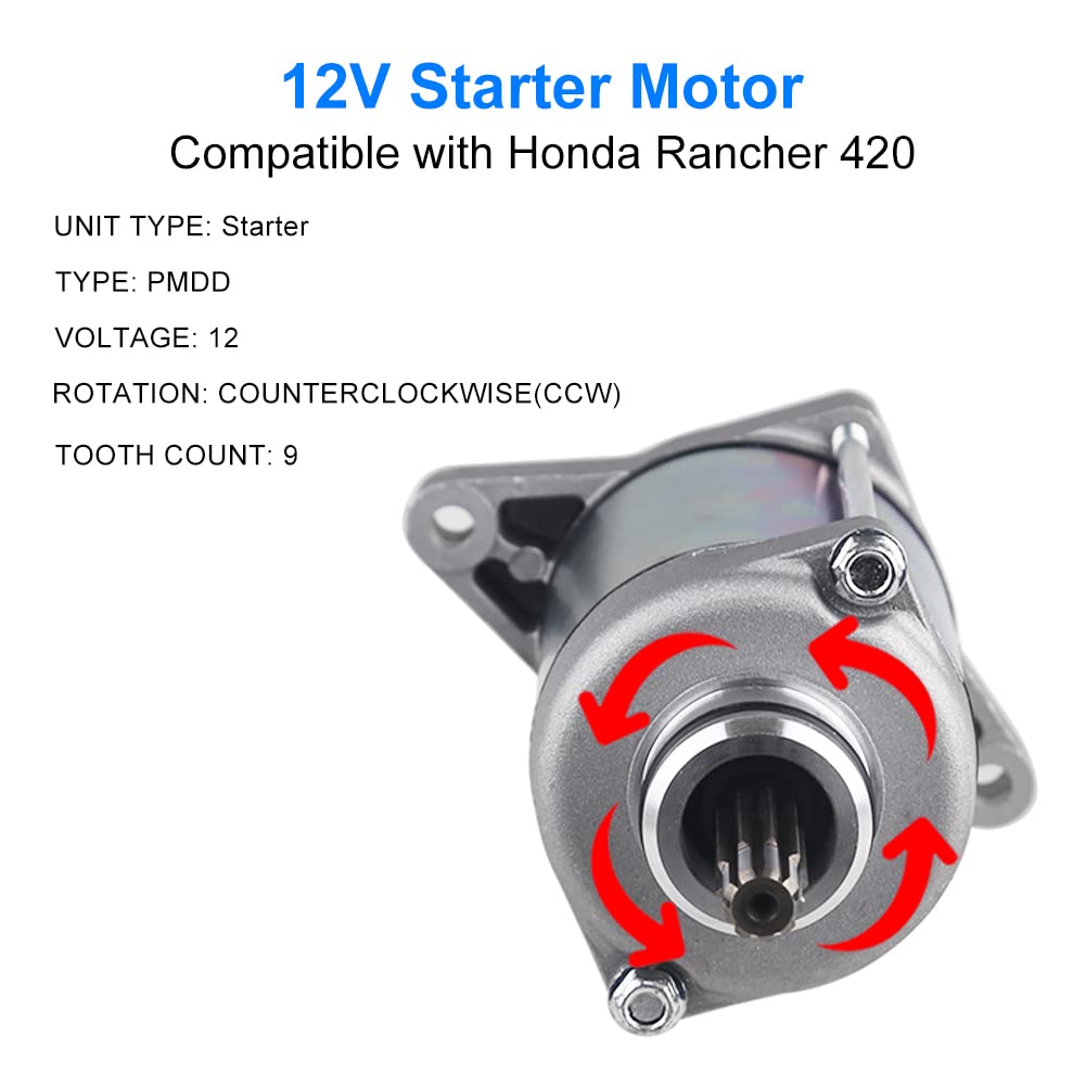 WATERWICH Starter Compatible with Honda Rancher 420 Trx420 trx420fa Trx420fe Trx420fm Trx420fe 2007-2014 Replaces 31200-HP5-601