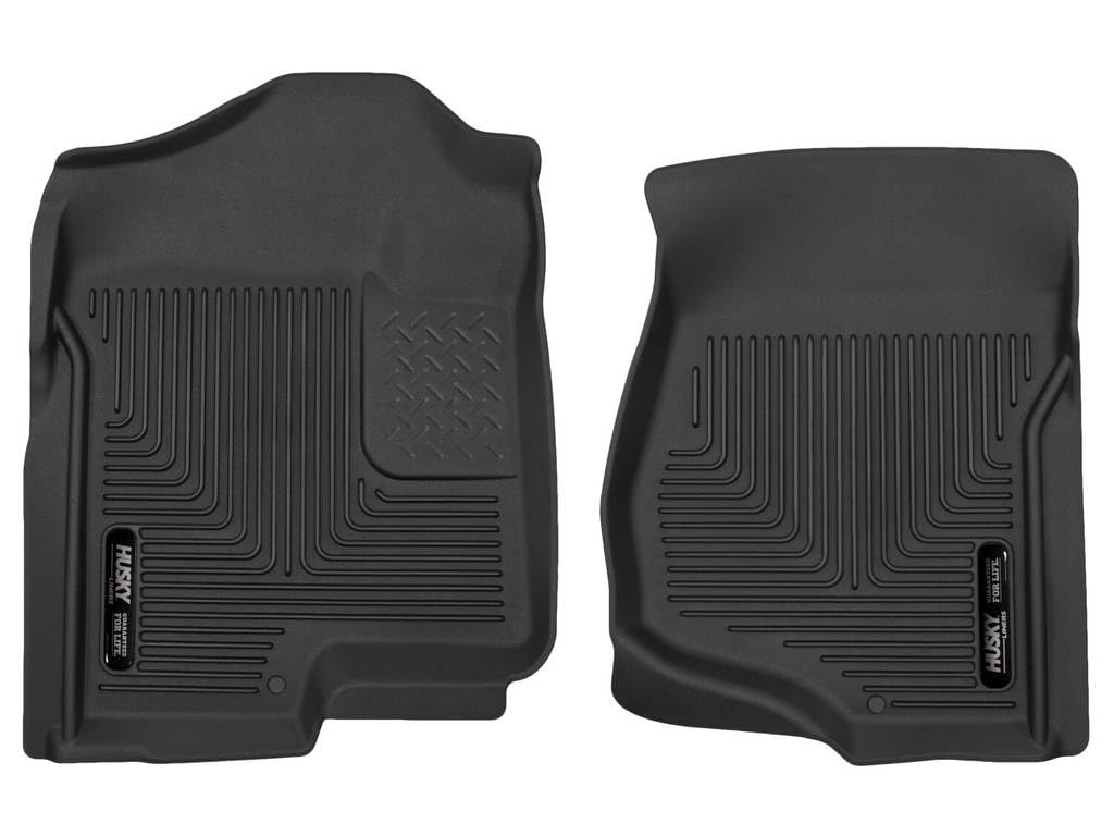 Husky Liners Weatherbeater Floor Mats | Fits Various 2007-2014 Cadillac Escalade & Esv, Gmc Yukon, Chevrolet Suburban 1500, Tahoe, Silverado/Sierra (See Description) | Front Row, 2-Pc Black - 18201