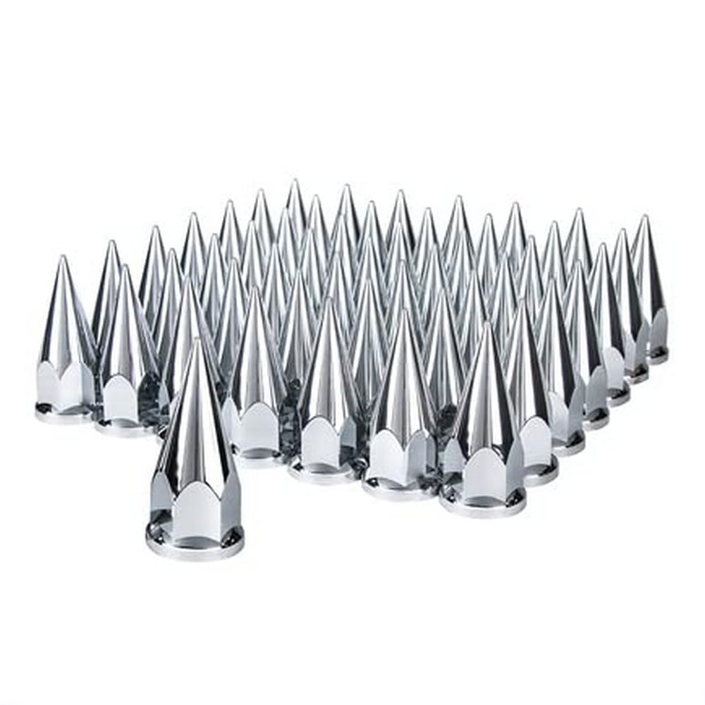 United Pacific 10570Cb - Wheel Lug Nut Cover Set - 33Mm X 4 7/8&quot; Chrome Plastic Super Spike Nut Cover - Push-On (60 Pack