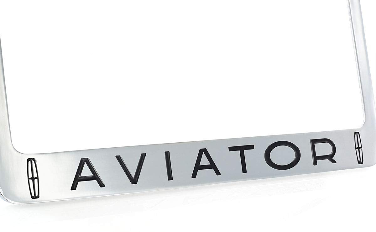 Aviator Wordmark Chrome Plated Metal License Plate Frame Holder 2 Hole