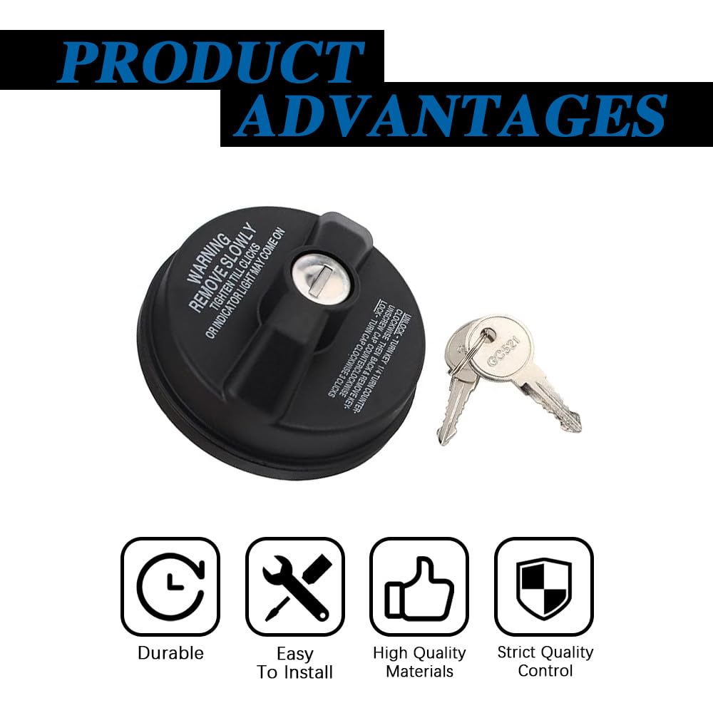 Gas Cap Fuel Cap, Locking Fuel Cap, Locking Fuel Tank Gas Cap 77300-47020, Locking Gas Cap With 2 Keys Suitable For Chevy Silverado Avalanche Camaro Toyota 4Runner Camry Corolla