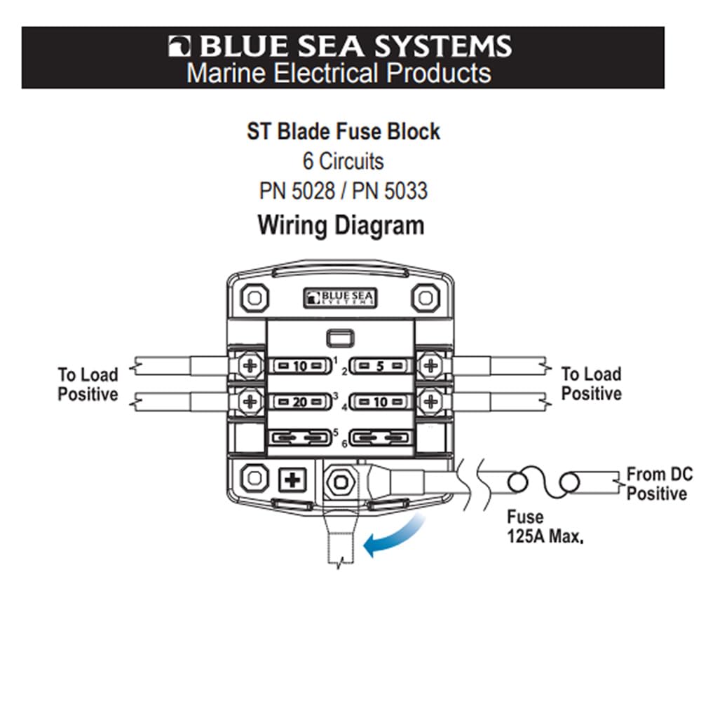 Blue Sea Systems 5033 St Blade Fuse Block 6 Circuit