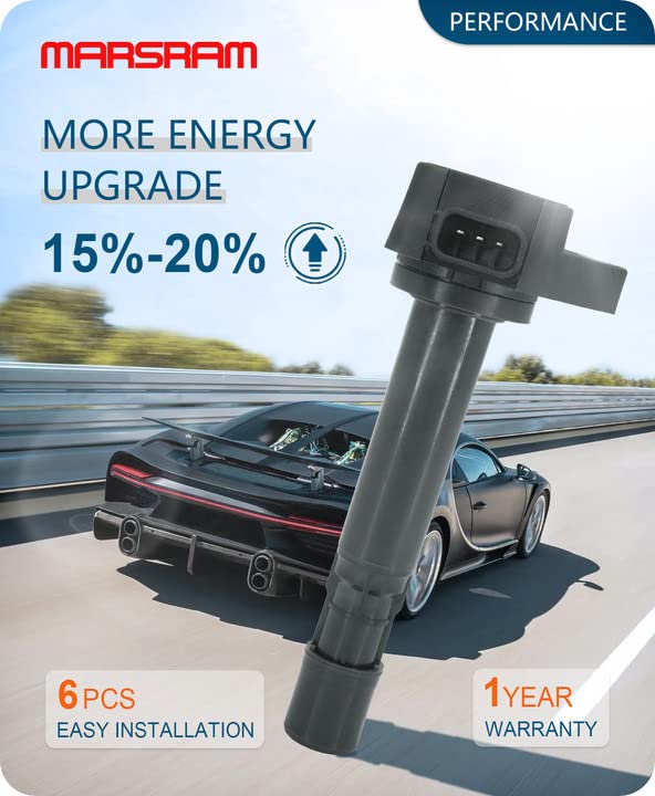 Marsram Ignition Coil Pack Set Of 6 Compatible With 2005 2006 2007 2008 Acura Cl Rl Tl 2001 2002 2003 Honda Accord Odyssey Pilot