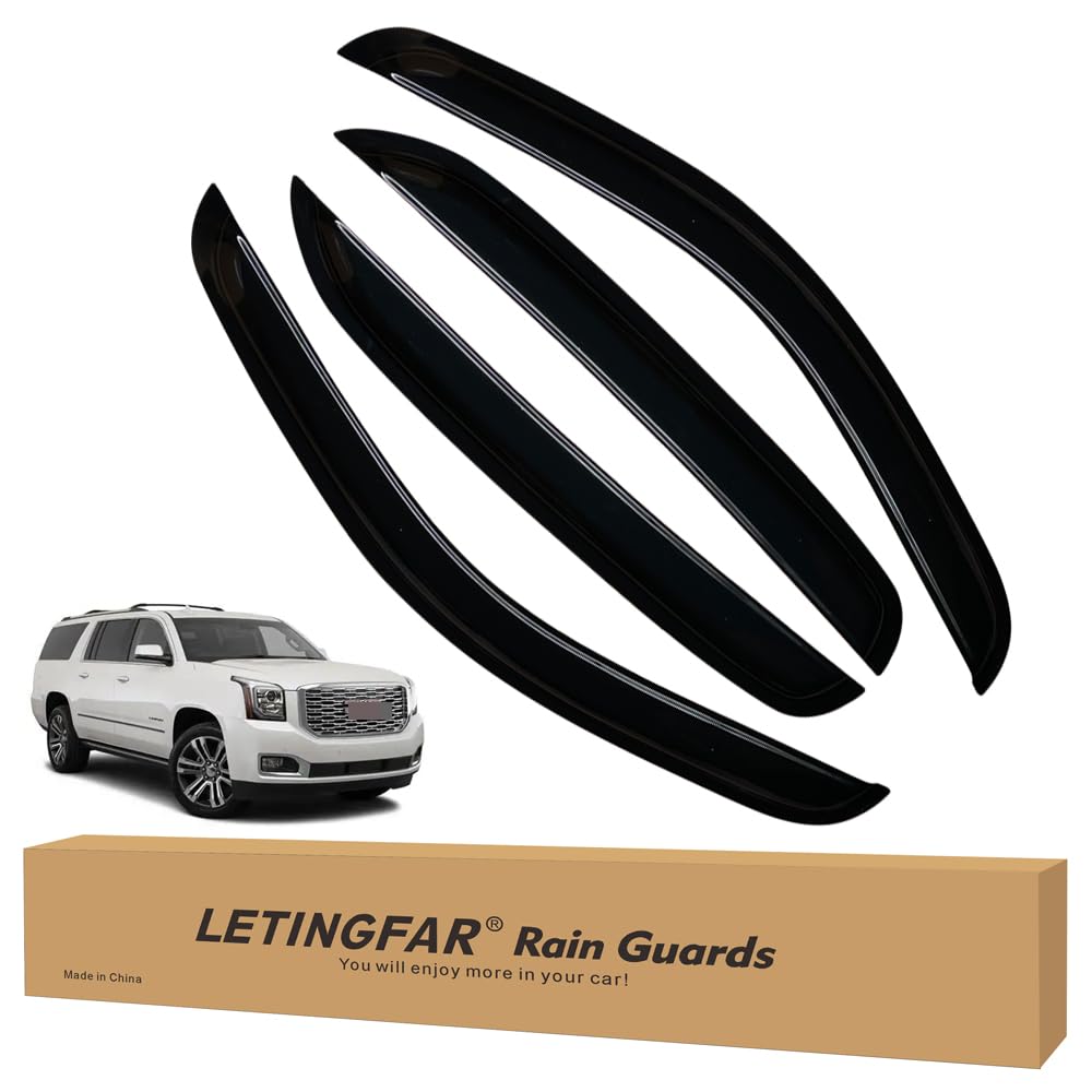 LETINGFAR Window Visors Rain Guards for Chevy Tahoe/GMC Yukon 2007 2008 2009 2010 2011 2012 2013 2014 Accessories, Wind Deflecto