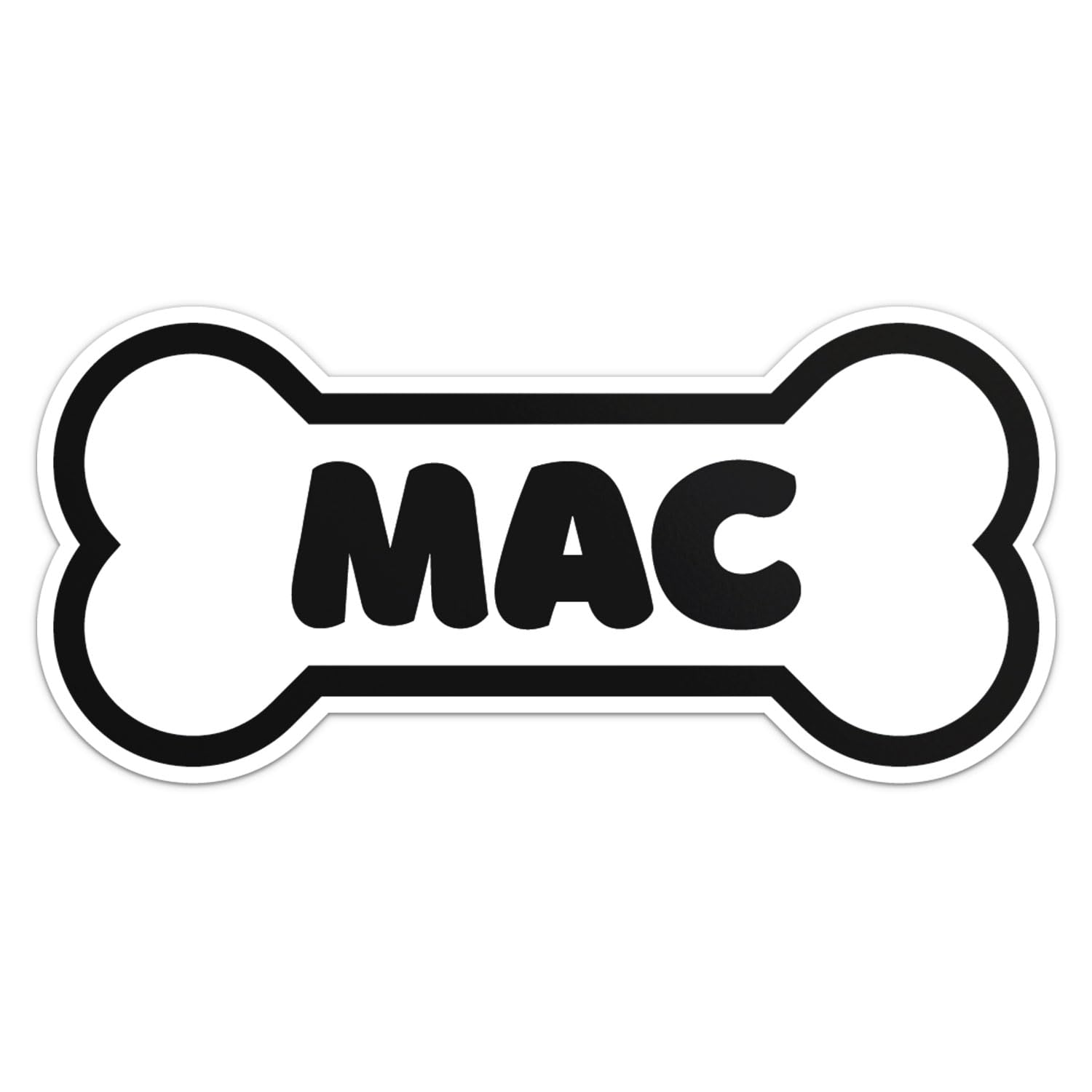 Mac Dog Name Sticker - Waterproof Vinyl Decal For Car Bumper, Laptop, Water Bottle, Wall, And Window, Size - 3'' Longer Side