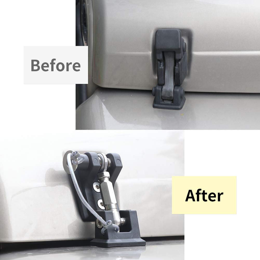 Sukemichi Tj Hood Latches For Jeep Wrangler, Locking Hood Latch For 1997-2006 Jeep Wrangler Upgrade, Eliminate Hood Flutter Boun