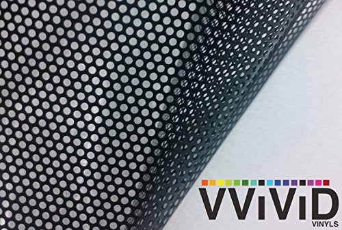 Vvivid One-Way Perforated Black Vinyl Privacy Window Film Adhesive Glass Wrap Roll (0.5Ft X 48 Inches)