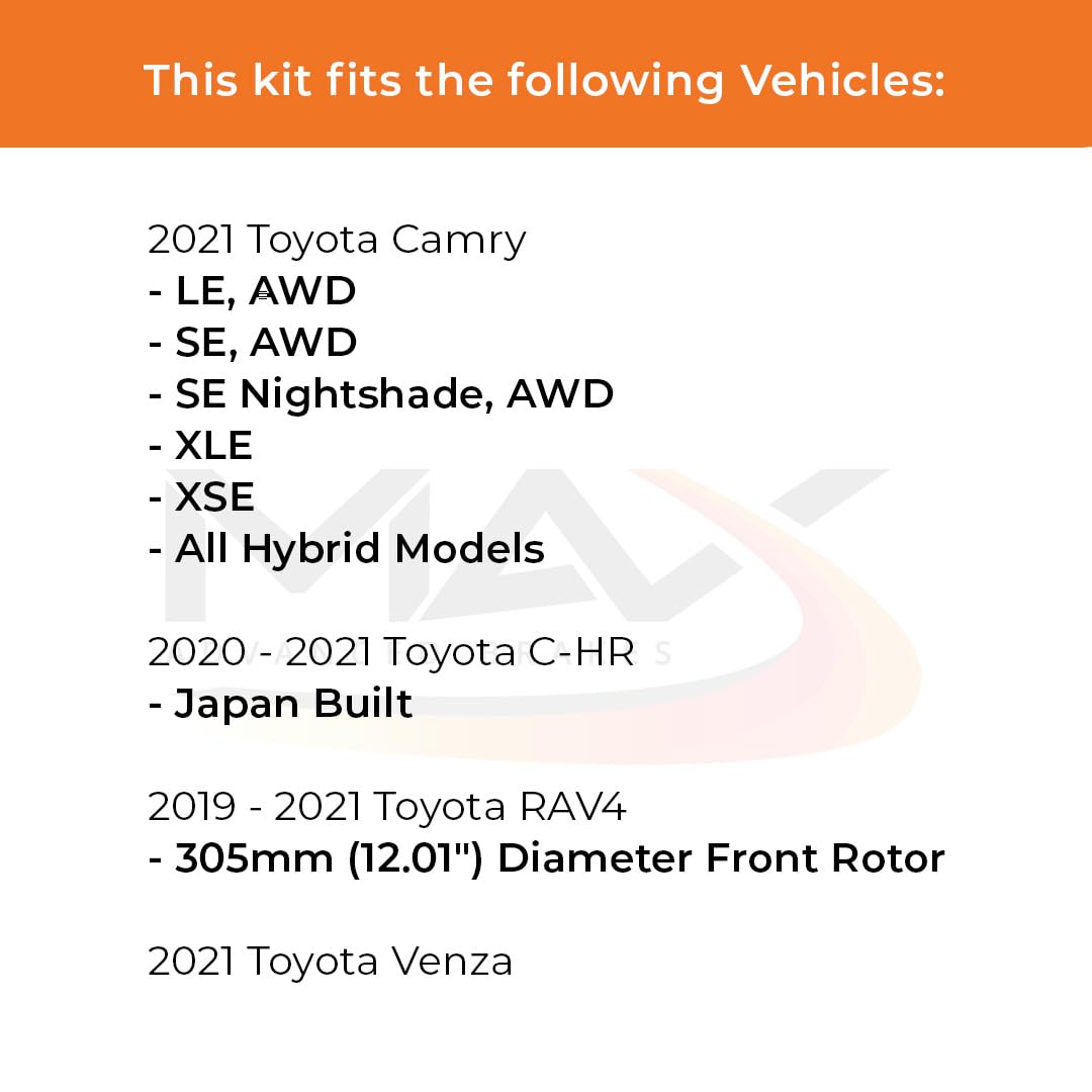 Max Advanced Brakes Front & Rear Brake Kit For 2019-2021 Lexus Es250 Es300H Es350 Ux200 Toyota Avalon Camry C-Hr Rav4 Replacement Geomet Coated Oe Disc Brake Rotors And Ceramic Brake Pads