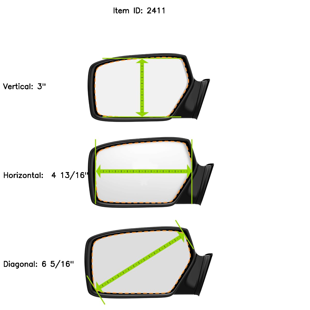 Burco 2411 Passenger Side Replacement Mirror Glass For 1979-1986 Ford Mustang, 1979-1986 Mercury Capri