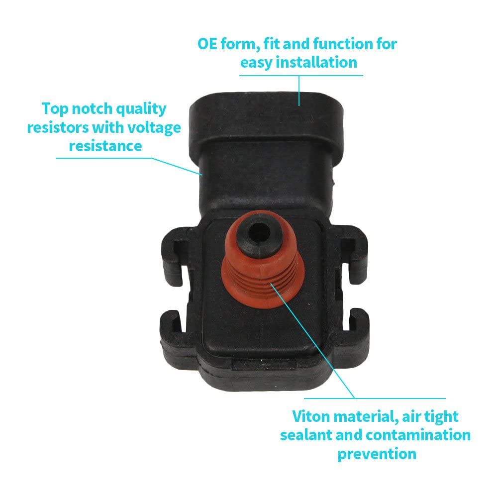 Doicoo Map Sensor 213-4434 16187556 213-796 16249939 12614973 16187556 Su1078 Fit For Chevy Impala Tahoe Buick Lesabre Cadillac Gmc Sonoma Yukon Gm Grand Prix Lucerne 2134434 213796