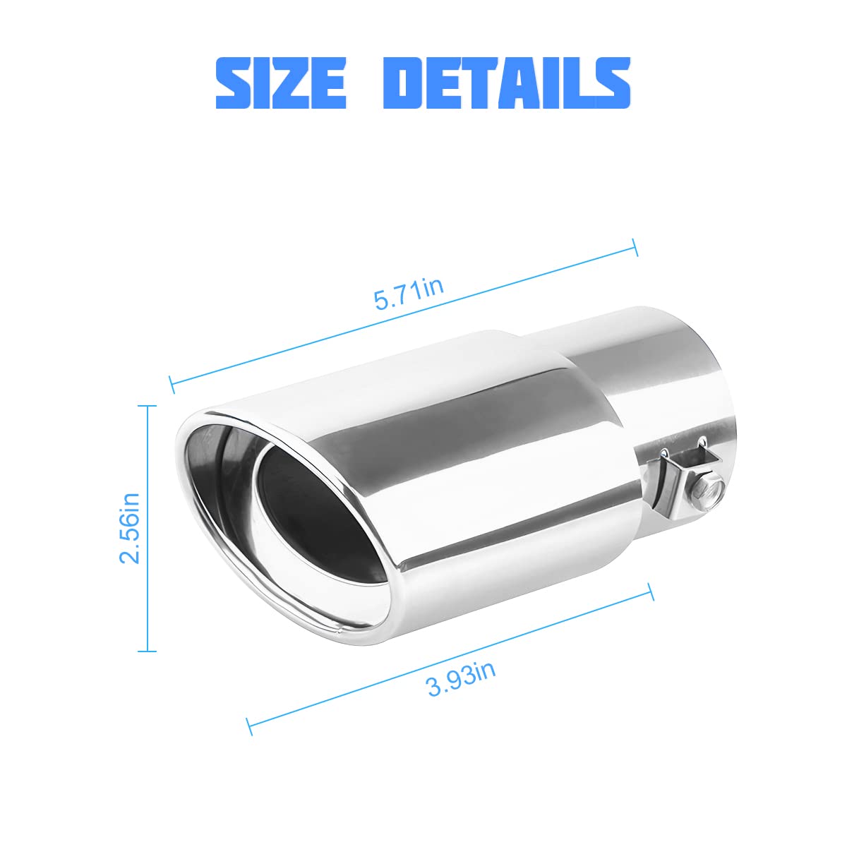 8sanlione Car Exhaust Tail Pipe, Stainless Steel Polished Bolt Flue Muffler, Modified Slant Tailpipe Compatible with Most Vehicl